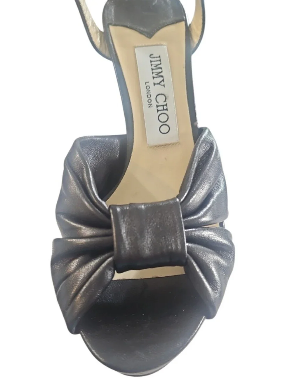 Jimmy Choo Black Leather Heloise Knot Platform Sandals 7
